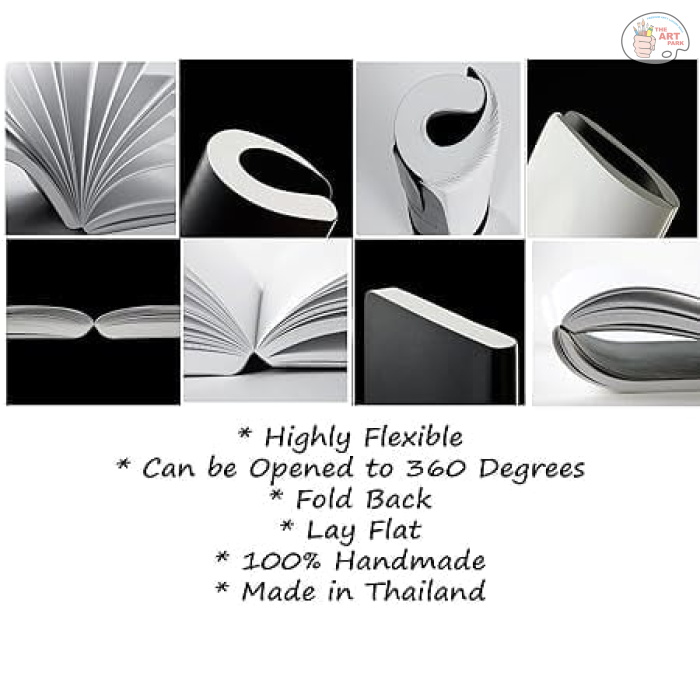 Zequenz Classic 360 Degree Air Hand Bound Soft Cover A5 Size Dotted Journal Notebook Diary with Black Cover and White Premium Paper, 400 Pages for Notes Writing Doodling