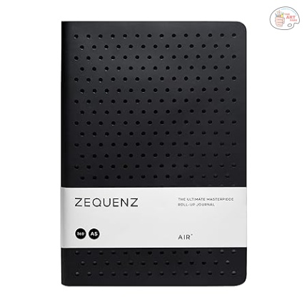 Zequenz Classic 360 Degree Air Hand Bound Soft Cover A5 Size Dotted Journal Notebook Diary with Black Cover and White Premium Paper, 400 Pages for Notes Writing Doodling