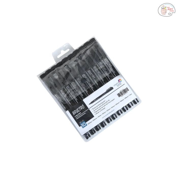 Brustro Professional Pigment Based Fineliner - Set of 10 (Black)