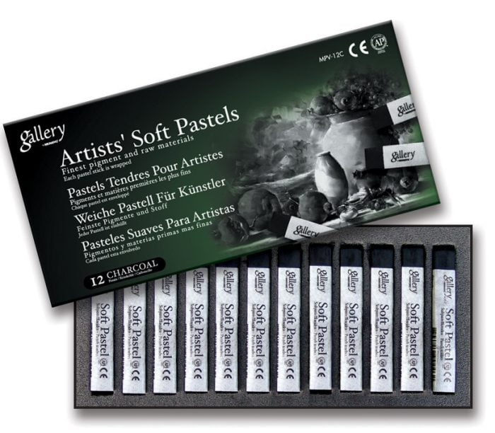 MUNGYO GALLERY SOFT PASTELS SET OF 12 CHARCOAL