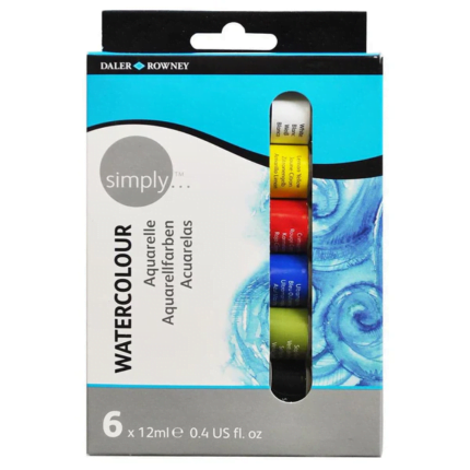 Daler Rowney Simply Watercolour Tube Set (Multicolour, 6 Tubes x 12ml)