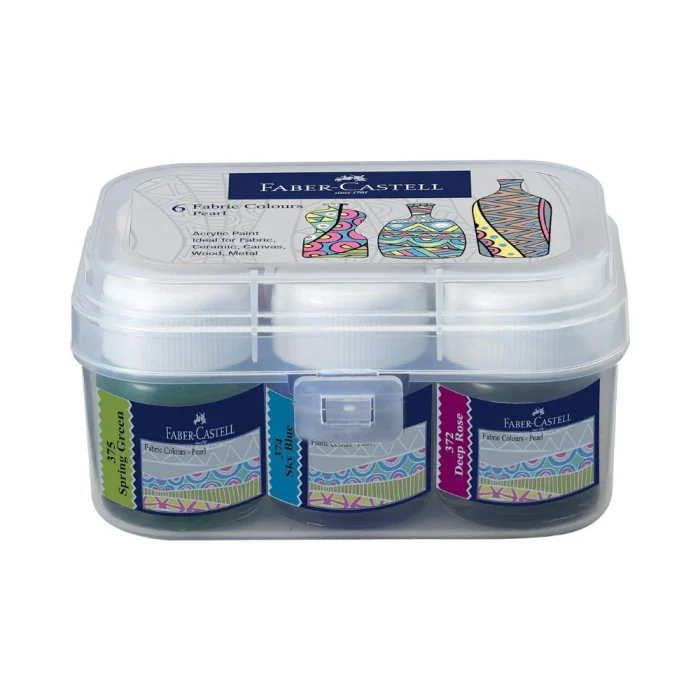FABER CASTELL, Acrylic Colour - FABRIC | Pearl | Set of 6.