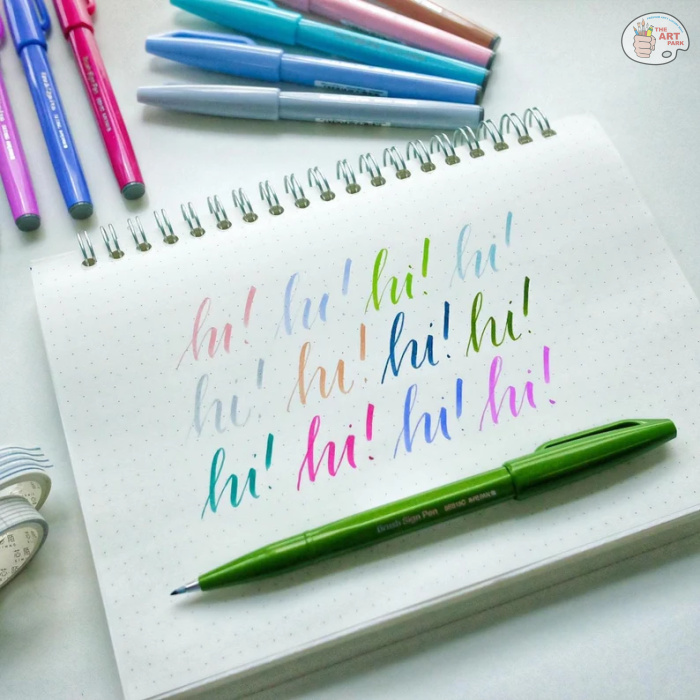 PENTEL SIGN PEN FUDE BRUSH TIP SET OF 12 VIBRANT COLOURS