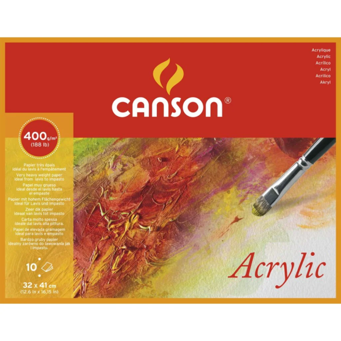 Canson acrylic paper - cold press 400 gsm - 32 x 41 cm - block of 10 sheets