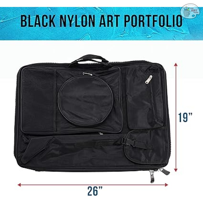 ARTIST BAG Art Supply Black Nylon Art Supplies Portfolio Carry Backpack Bag, Size: 19" x 26"