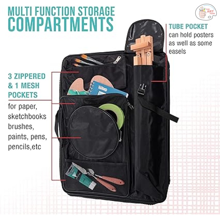 ARTIST BAG Art Supply Black Nylon Art Supplies Portfolio Carry Backpack Bag, Size: 19" x 26"