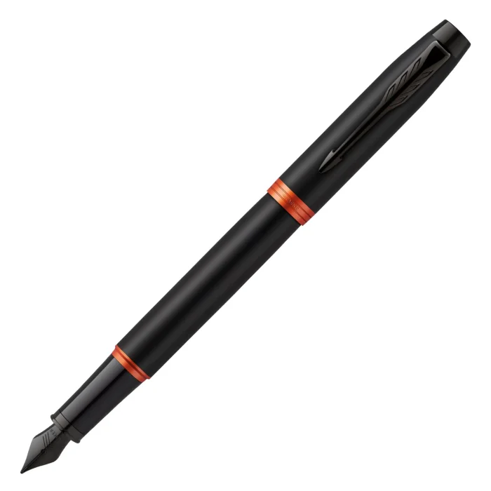 Parker IM Vibrant Rings Fountain Pen - Flame Orange Black TRIM (M)
