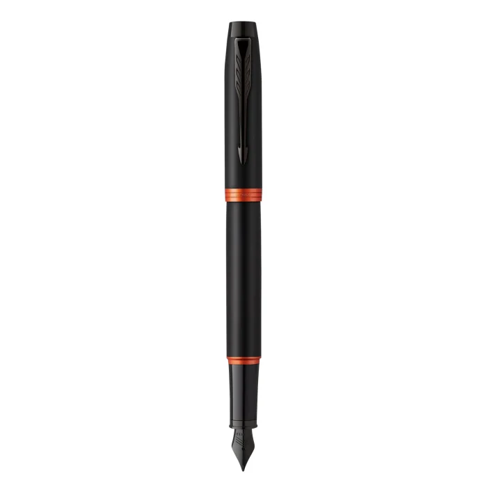 Parker IM Vibrant Rings Fountain Pen - Flame Orange Black TRIM (M)