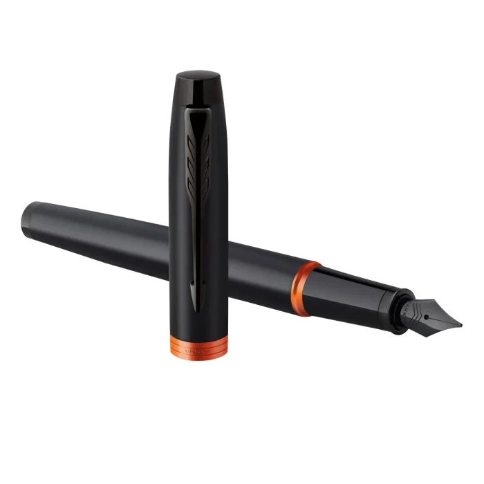 Parker IM Vibrant Rings Fountain Pen - Flame Orange Black TRIM (M)