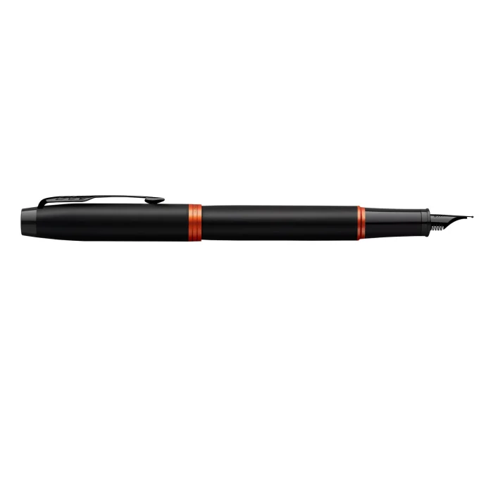 Parker IM Vibrant Rings Fountain Pen - Flame Orange Black TRIM (M)