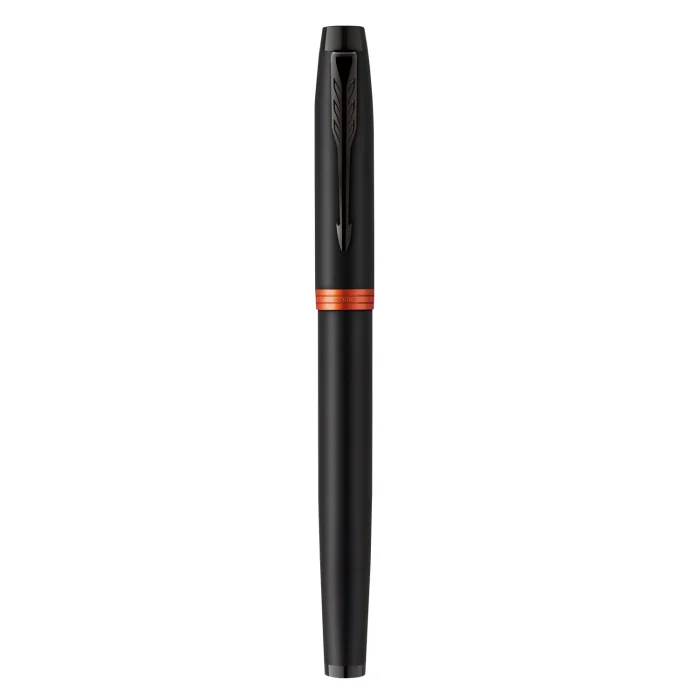 Parker IM Vibrant Rings Fountain Pen - Flame Orange Black TRIM (M)