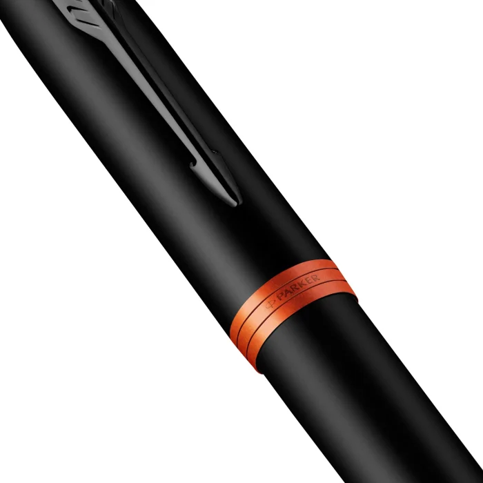 Parker IM Vibrant Rings Fountain Pen - Flame Orange Black TRIM (M)
