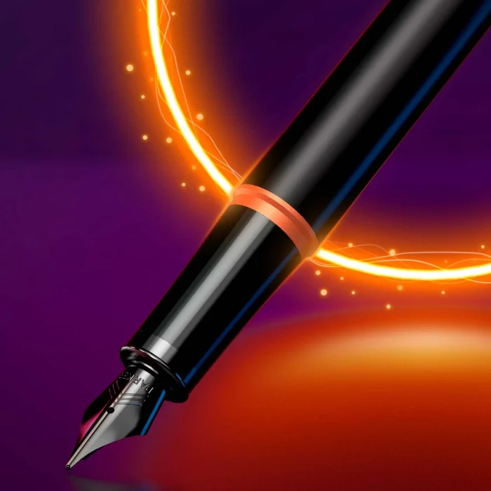 Parker IM Vibrant Rings Fountain Pen - Flame Orange Black TRIM (M)