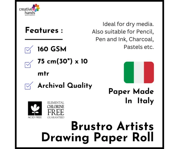 Brustro Artist Drawing Paper Roll 160 gsm. Size 75 cm(30") x10 mtr (3)3 total reviews